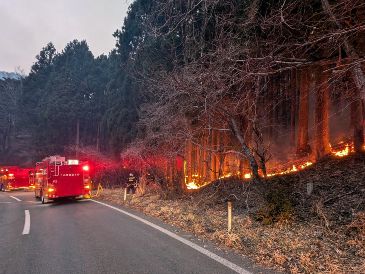 El incendio forestal ha traído a los vecinos reminiscencias del terremoto y tsunami del 11 de marzo de 2011. EFE / EPA / Fire and Disaster Management Agency Handout