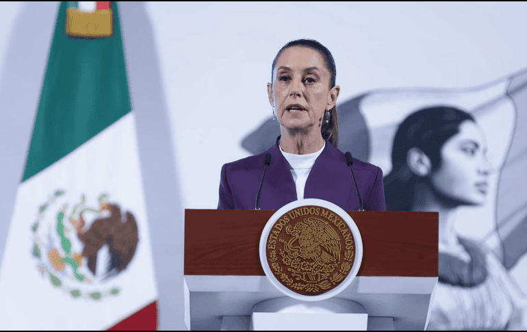 Claudia Sheinbaum, en la conferencia matutina de este martes desde Palacio Nacional. SUN / F. Rojas
