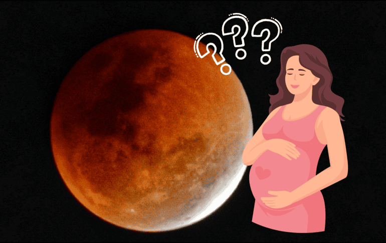 No existe evidencia científica que respalde la idea de que los eclipses lunares afectan el embarazo o causan malformaciones en el feto.  CANVA