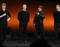El actor irlandés Paul Mescal, el actor británico Joseph Quinn, el actor irlandés Barry Keoghan y el actor británico Harris Dickinson hablan sobre el evento cinematográfico de cuatro películas "The Beatles" durante la presentación de Sony Pictures. AFP