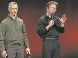 El actor estadounidense Jeremy Strong y el actor estadounidense Jeremy Allen White presentaron “Deliver Me from Nowhere”. AFP