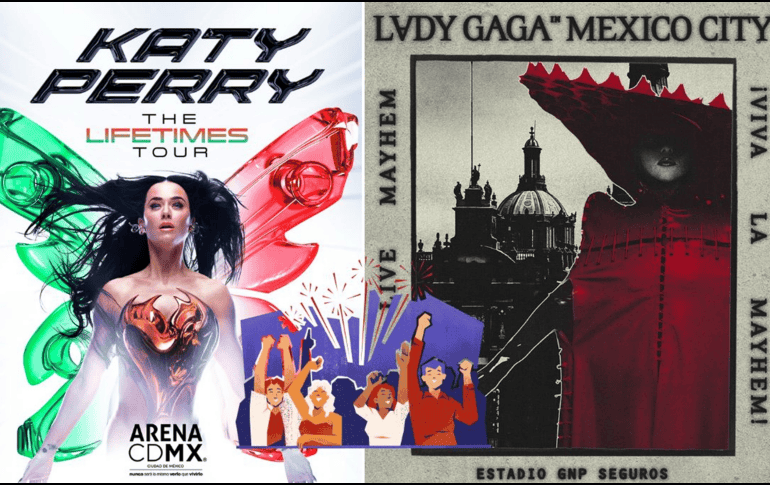 Todos los conciertos llevados a cabo esta semana en la CDMX. ESPECIAL / X / @katyperry / @ladygaga