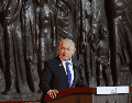 Netanyahu en su discurso en el día en recuerdo del Holocausto. EFE / EPA / ABIR SULTAN