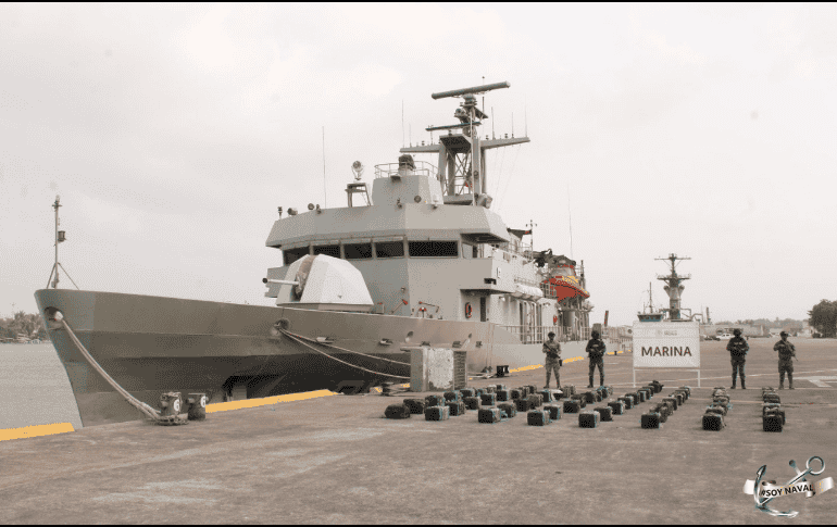 Este aseguramiento supone una afectación económica a la delincuencia organizada de 310 millones 409 mil 375 pesos, según Harfuch. ESPECIAL/Secretaría de Marina