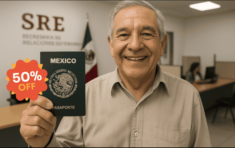 SRE ofrece un descuento del 50 % en el costo del pasaporte mexicano para ciertos grupos de población. DALL-E