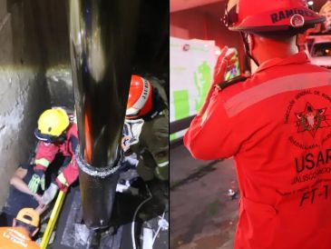 Elementos de Bomberos de Guadalajara en coordinación con personal de la Cruz Verde lograron el rescate del accidentado. ESPECIAL / FACEBOOK Protección Civil y Bomberos GDL