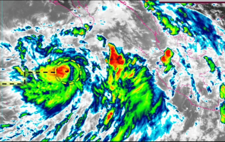 A las 15:15 horas, tiempo del centro de México, el sistema se ubicaba a 310 kilómetros al sur-suroeste de Cabo San Lucas, Baja California Sur. ESPECIAL/SMN
