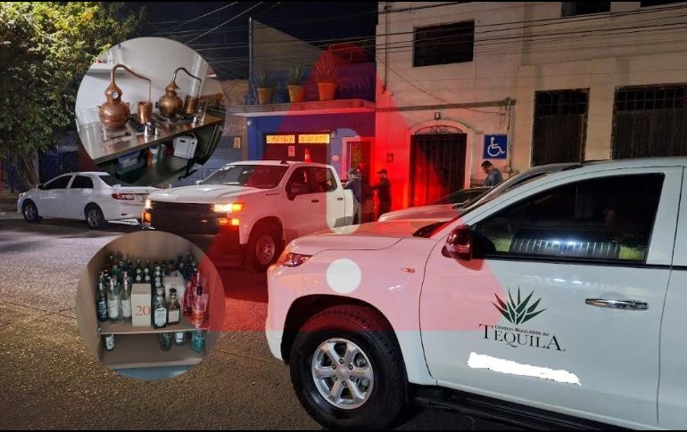 Tras el cateo en la presunta fábrica clandestina de bebidas alcohólicas se aseguraron diversos objetos y sustancias. ESPECIAL