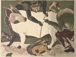 El legado de Francisco Toledo se exhibe en Guadalajara. Pieza titulada: “Midiendo cochinos”. CORTESÍA