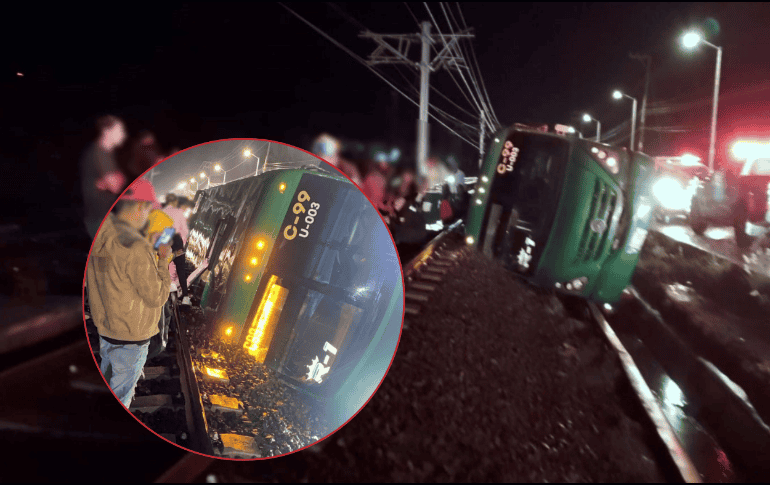 Afortunadamente, no se reportó el paso del tren durante las maniobras. ESPECIAL/Protección Civil y Bomberos de Tlajomulco