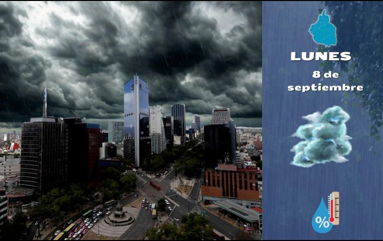 Después del mediodía se prevé un ambiente caluroso, con cielo medio nublado a nublado, además de lluvias fuertes y granizadas en la CDMX, según la SGIRPC. ESPECIAL / SUN y CANVA