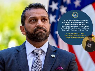 El director del FBI, Kash Patel; la organización ofreció una recompensa por información del asesinato de Charlie Kirk. AP / ARCHIVO