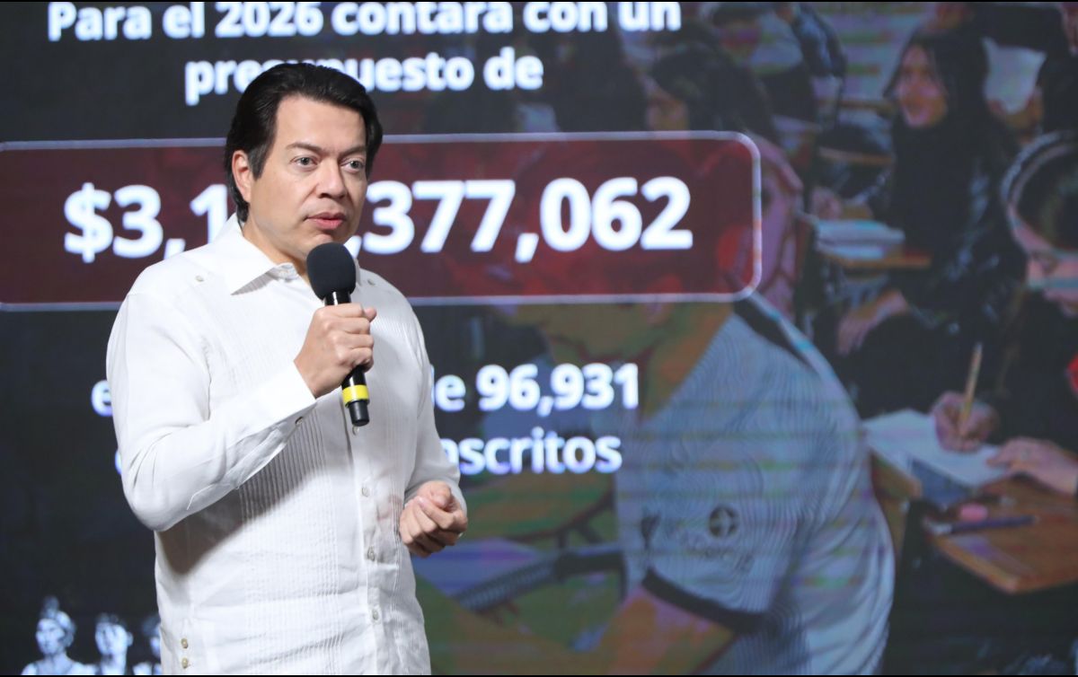 El secretario de Educación Pública, Mario Delgado, en la Mañanera del Pueblo de este viernes. EFE/M. Guzmán