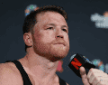Saúl "Canelo" Álvarez durante la rueda de prensa posterior al combate ante el estadounidense Terence Crawford. EFE/O. Guzmán