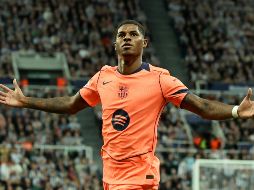 Marcus Rashford protagonizó la victoria de los catalanes y se estrenó como goleador del club. EFE/A. Dodd