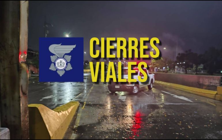 Estas vialidades se encuentran cerradas por inundación tras la tormenta del día de ayer. ESPECIAL / Policía Vial Jalisco