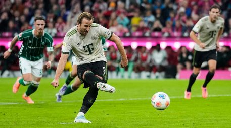 Harry Kane necesitó 104 juegos con el Bayern para llegar a la marca, uno menos que Messi con el Barça y Haaland con el City. AP/M. Schrader