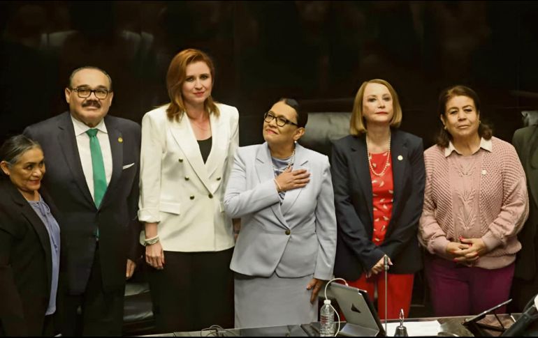 Rosa Icela Rodríguez compareció ayer ante el pleno de la Cámara Alta. EL UNIVERSAL