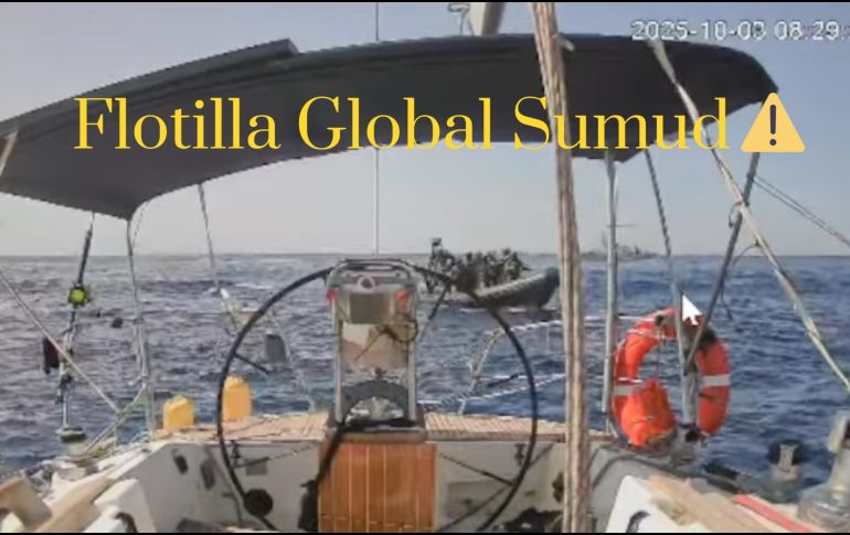 Captura de pantalla del momento en que las fuerzas israelíes interceptaron el 