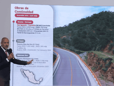 Jesús Esteva explicó que hay ocho frentes de trabajo para la construcción de autopistas y que tienen una inversión de 14 millones este año, es decir que es inversión mixta. SUN / G. PANO
