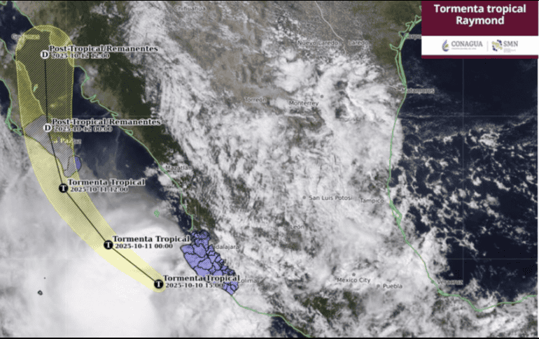 De acuerdo con el último reporte, el centro del sistema se ubicaba a 100 kilómetros al suroeste de Manzanillo. ESPECIAL/SMN