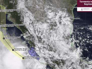 De acuerdo con el último reporte, el centro del sistema se ubicaba a 100 kilómetros al suroeste de Manzanillo. ESPECIAL/SMN