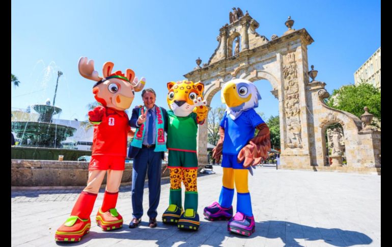 Zayu, Clutch y Maple, las tres mascotas que representarán al Mundial de Futbol 2026, visitaron por primera vez la Zona Metropolitana de Guadalajara. EL INFORMADOR / A. Navarro