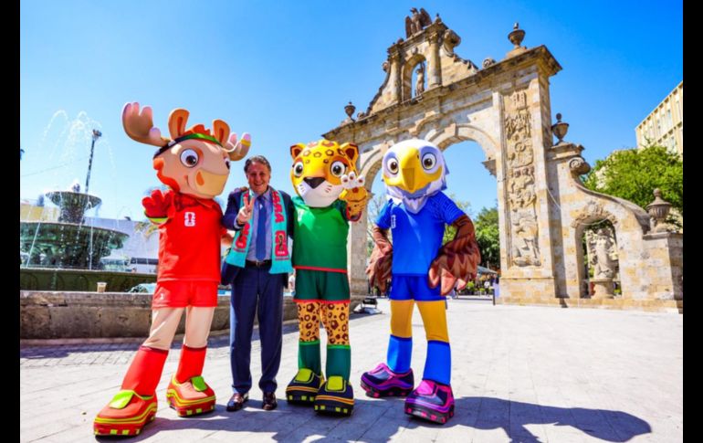 Zayu, Clutch y Maple, las tres mascotas que representarán al Mundial de Futbol 2026, visitaron por primera vez la Zona Metropolitana de Guadalajara. EL INFORMADOR / A. Navarro