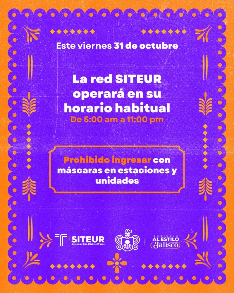 Este  31 de octubre, MiTren, MiMacro y Mi Transporte Tren Ligero operarán con su horario habitual. ESPECIAL 