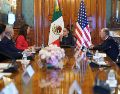 Sheinbaum recibió a la secretaria del Departamento de Agricultura de Estados Unidos, Brooke Rollins, en el Palacio Nacional. EFE/Presidencia de México