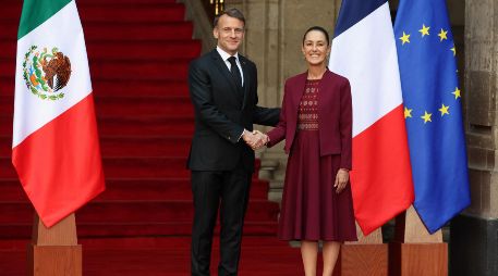 La visita de Macron a México es la primera de un líder europeo desde que Claudia Sheinbaum asumió la presidencia en octubre del 2024. AFP / L. Marin