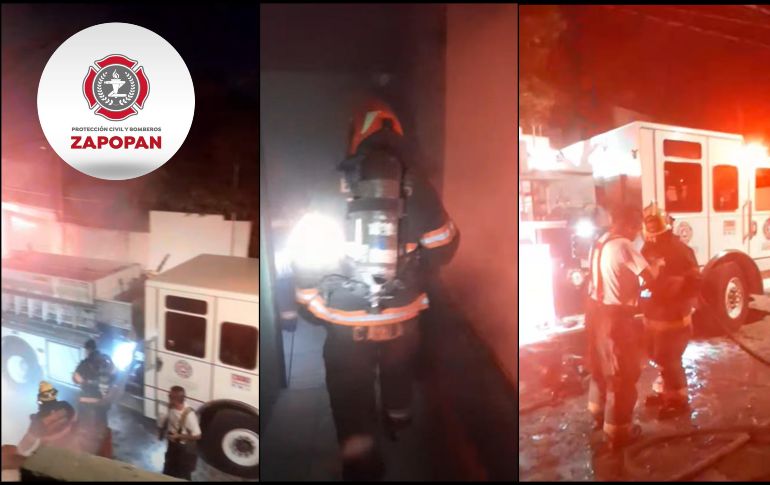 Gracias a la pronta respuesta del personal operativo de Protección Civil y Bomberos Zapopan, el fuego no se propagó a las viviendas aledañas. ESPECIAL / FACEBOOK Protección Civil y Bomberos Zapopan