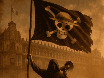 La bandera ya estuvo presente en una primera manifestación el 8 de noviembre en la Ciudad de México, y todo apunta a que volverá a ondear este 15 de noviembre. ESPECIAL/ X/ @generacionz_mx