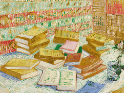 Se aprecia la obra 'Piles de romans parisiens et roses dans un verre' (Pila de novelas parisinas y urosas en un vaso) del pintor impresionista holandes Vincent Van Gogh. EFE/ Sotheby's