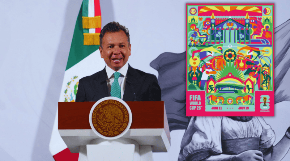 Pablo Lemus durante la Conferencia del Pueblo de este jueves, donde dio a conocer detalles de Jalisco rumbo al Mundial de Futbol 2026. SUN / ESPECIAL