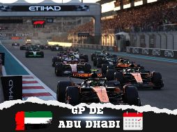 La carrera, que contará con 58 vueltas al Circuito de Yas Marina, se disputará el domingo 7 de diciembre. ESPECIAL / AFP y CANVA