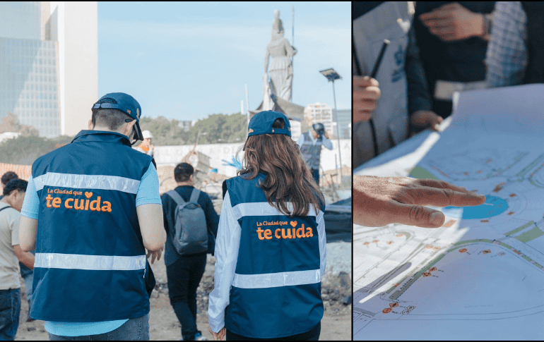 Con una inversión de 46 millones de pesos, los trabajos de remodelación comenzaron el pasado 1 de septiembre, por lo que el carril contiguo al monumento ha tenido que ser cerrado parcialmente. ESPECIAL/Gobierno de Guadalajara