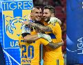 Nahuel Guzmán, André-Pierre Gignac y Javier Aquino han ganado cinco títulos con Tigres. IMAGO7/S. Bautista