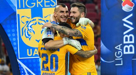 Nahuel Guzmán, André-Pierre Gignac y Javier Aquino han ganado cinco títulos con Tigres. IMAGO7/S. Bautista