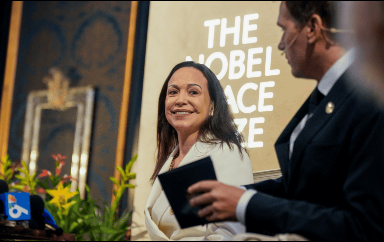 Los detalles del viaje a Oslo se mantuvieron tan en secreto que ni siquiera el Instituto Nobel sabía dónde se encontraba Corina Machado. EFE / H. Junge