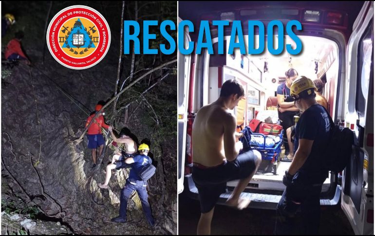 Los elementos de Protección Civil y Bomberos de Puerto Vallarta brindaron atención prehospitalaria en el sitio y posteriormente realizaron maniobras de rescate. ESPECIAL / FACEBOOK Protección Civil y Bomberos Puerto Vallarta