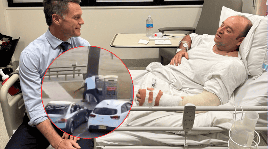 Fotografía compartida por el líder político de Nueva Gales del Sur, Chris Minns, visitando a Ahmed al Ahmed en el hospital, a quien definió como 