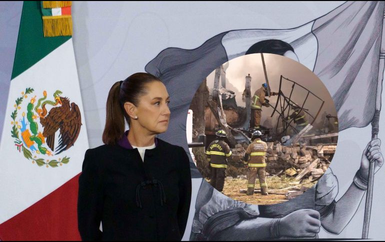 Sheinbaum detalló que la avioneta transportaba a una familia que viajaba desde Acapulco con destino al Aeropuerto de Toluca. SUN / O. ALVARADO / A. VARGAS