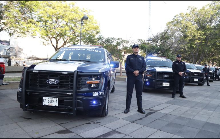 Las patrullas y el equipo táctico fueron adquiridos por el Gobierno de Guadalajara con una inversión de 62 millones 875 mil 685.76 pesos. ESPECIAL