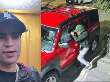 En tono de broma, comenzó a “describir” al presunto responsable; sin embargo, cada vez que mencionaba alguna característica, su amigo se quitaba una prenda o accesorio, simulando ser la persona que cometió el robo. INSTAGRAM/@aaronmercury