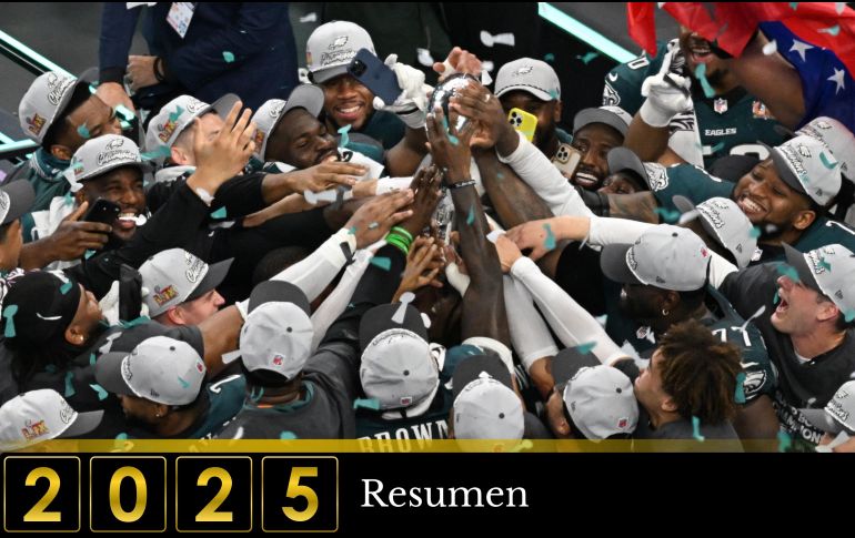 El pasado mes de febrero, los Philadelphia Eagles humillaron a los Kansas City Chiefs (40-22), sumando así su segundo trofeo Vince Lombardi. ESPECIAL / AFP y CANVA