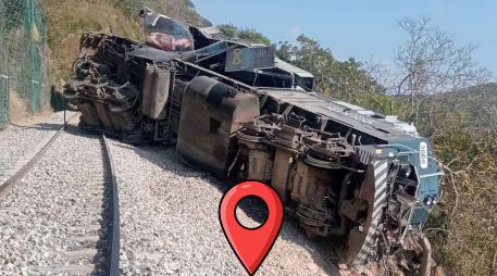 El tren provenía de la estación Ixtepec y pretendía atravesar la zona cerca de Nizanda con normalidad, aunque en la zona de vías se observa una curva pronunciada. ESPECIAL / SUN