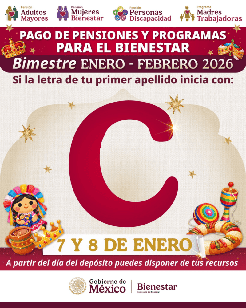 &nbsp;El depósito será para quienes tienen apellido paterno que inicia con la letra C. ESPECIAL