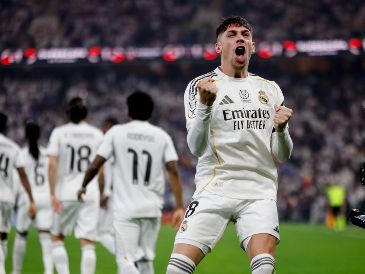 Valverde anotó el primer gol del Real Madrid y puso el pase para el segundo. EFE/K. Forsterling