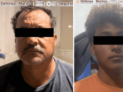 Los detenidos fueron identificados como Víctor Manuel 'N', de 59 años, conocido como 'el Profe' y Leonardo 'N', de 20 años, ambos señalados como integrantes de 'Los Rusos'. ESPECIAL/X/ @GabSeguridadMX